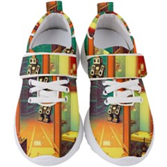 Illustration Robot Cute Sweet Futuristic Kids  Velcro Strap Shoes by Wegoenart