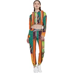 Illustration Robot Cute Sweet Futuristic Cropped Zip Up Lounge Set by Wegoenart