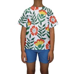 Painting Flower Leaves Forest Kids  Short Sleeve Swimwear by Wegoenart