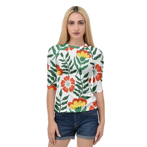 Painting Flower Leaves Forest Quarter Sleeve Raglan Tee by Wegoenart