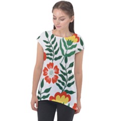 Painting Flower Leaves Forest Cap Sleeve High Low Top by Wegoenart