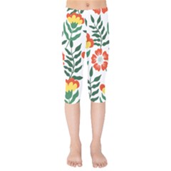 Painting Flower Leaves Forest Kids  Capri Leggings  by Wegoenart