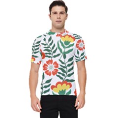 Painting Flower Leaves Forest Men s Short Sleeve Rash Guard by Wegoenart