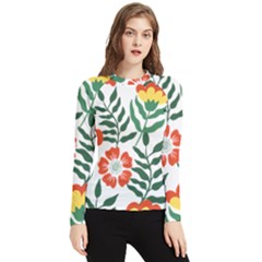 Painting Flower Leaves Forest Women s Long Sleeve Rash Guard by Wegoenart