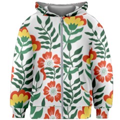 Painting Flower Leaves Forest Kids  Zipper Hoodie Without Drawstring by Wegoenart