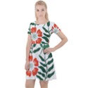 Painting Flower Leaves Forest Cap Sleeve Velour Dress  View1