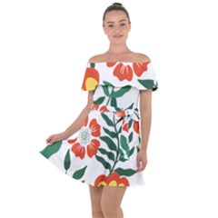 Painting Flower Leaves Forest Off Shoulder Velour Dress by Wegoenart