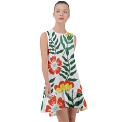 Painting Flower Leaves Forest Frill Swing Dress by Wegoenart