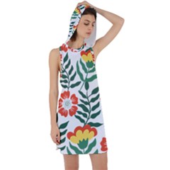 Painting Flower Leaves Forest Racer Back Hoodie Dress