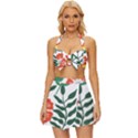 Painting Flower Leaves Forest Vintage Style Bikini Top and Skirt Set  View1