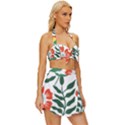 Painting Flower Leaves Forest Vintage Style Bikini Top and Skirt Set  View3