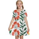 Painting Flower Leaves Forest Kids  Short Sleeve Tiered Mini Dress View1