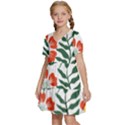 Painting Flower Leaves Forest Kids  Short Sleeve Tiered Mini Dress View2