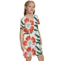 Painting Flower Leaves Forest Kids  Short Sleeve Tiered Mini Dress View3