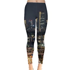 Seoul Building City Night View Leggings  by Wegoenart