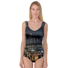 Seoul Building City Night View Princess Tank Leotard  by Wegoenart