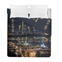 Seoul Building City Night View Duvet Cover Double Side (full/ Double Size) by Wegoenart