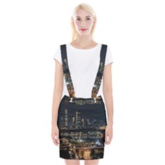 Seoul Building City Night View Braces Suspender Skirt by Wegoenart