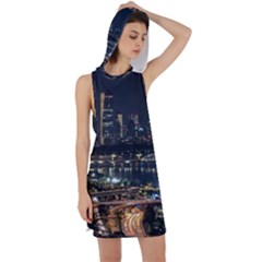 Seoul Building City Night View Racer Back Hoodie Dress by Wegoenart