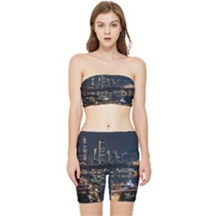 Seoul Building City Night View Stretch Shorts And Tube Top Set by Wegoenart