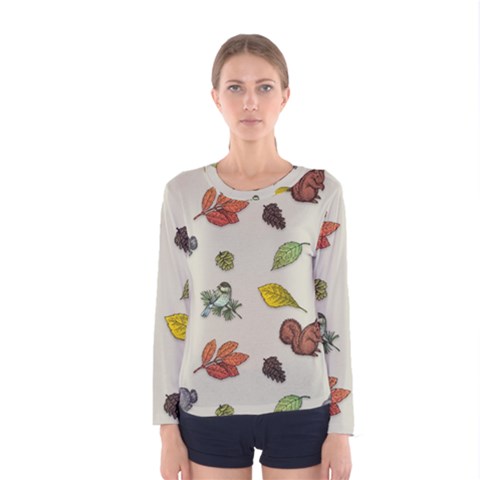 Autumn Fall Animals Nature Season Women s Long Sleeve Tee by Wegoenart