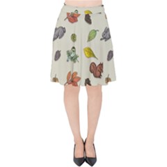 Autumn Fall Animals Nature Season Velvet High Waist Skirt by Wegoenart