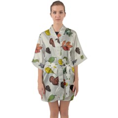 Autumn Fall Animals Nature Season Half Sleeve Satin Kimono  by Wegoenart