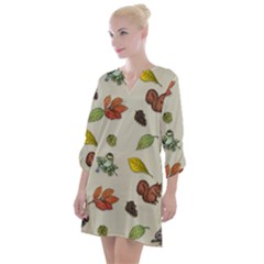 Autumn Fall Animals Nature Season Open Neck Shift Dress by Wegoenart