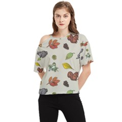 Autumn Fall Animals Nature Season One Shoulder Cut Out Tee by Wegoenart