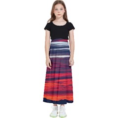 Morning Glow Dawn Sky Clouds Kids  Flared Maxi Skirt by Wegoenart