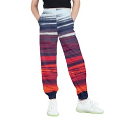 Morning Glow Dawn Sky Clouds Kids  Elastic Waist Pants by Wegoenart