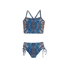 Lapislazuli Arabesque  Girls  Tankini Swimsuit by kaleidomarblingart