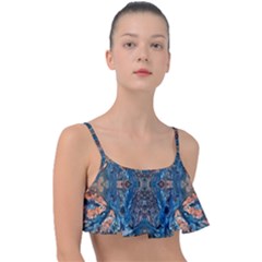 Lapislazuli Arabesque  Frill Bikini Top by kaleidomarblingart