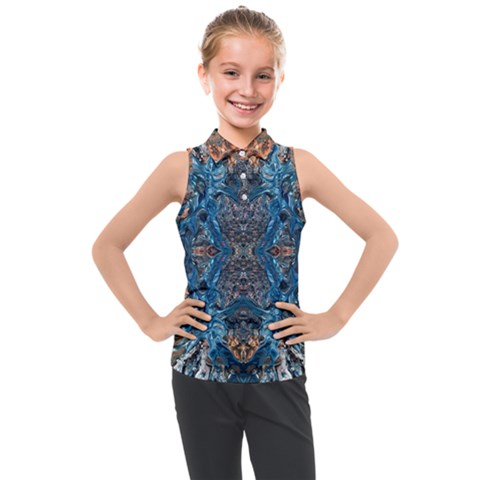 Lapislazuli Arabesque  Kids  Sleeveless Polo Tee by kaleidomarblingart