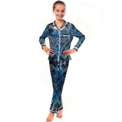 Lapislazuli Arabesque  Kid s Satin Long Sleeve Pajamas Set by kaleidomarblingart