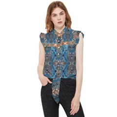 Lapislazuli Arabesque  Frill Detail Shirt by kaleidomarblingart