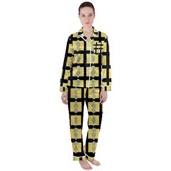 Stay Cool With Bloom In Decorative Satin Long Sleeve Pajamas Set by pepitasart