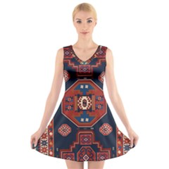 Armenian Old Carpet  V-neck Sleeveless Dress by Gohar