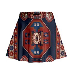 Armenian Old Carpet  Mini Flare Skirt by Gohar