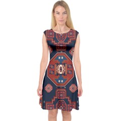 Armenian Old Carpet  Capsleeve Midi Dress by Gohar