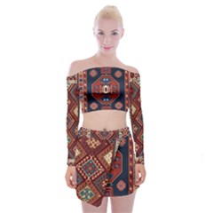 Armenian Old Carpet  Off Shoulder Top With Mini Skirt Set by Gohar