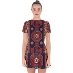 Armenian Old Carpet  Drop Hem Mini Chiffon Dress by Gohar