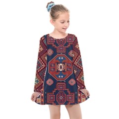 Armenian Old Carpet  Kids  Long Sleeve Dress by Gohar