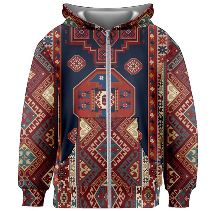 Armenian Old Carpet  Kids  Zipper Hoodie Without Drawstring