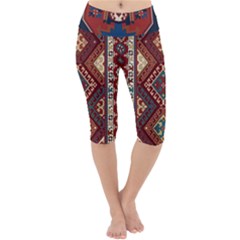 Armenian Old Carpet  Lightweight Velour Cropped Yoga Leggings by Gohar