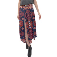 Armenian Old Carpet  Velour Split Maxi Skirt by Gohar