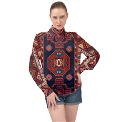 Armenian Old Carpet  High Neck Long Sleeve Chiffon Top by Gohar