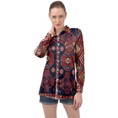 Armenian Old Carpet  Long Sleeve Satin Shirt