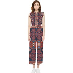 Armenian Old Carpet  Women s Frill Top Chiffon Jumpsuit by Gohar