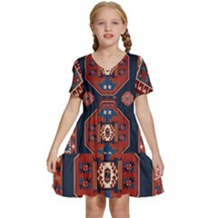 Armenian Old Carpet  Kids  Short Sleeve Tiered Mini Dress by Gohar